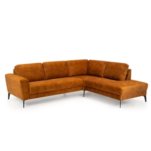 Stamford sofa med Open End - 252 x 209 cm. - Velour stof Adore Gold